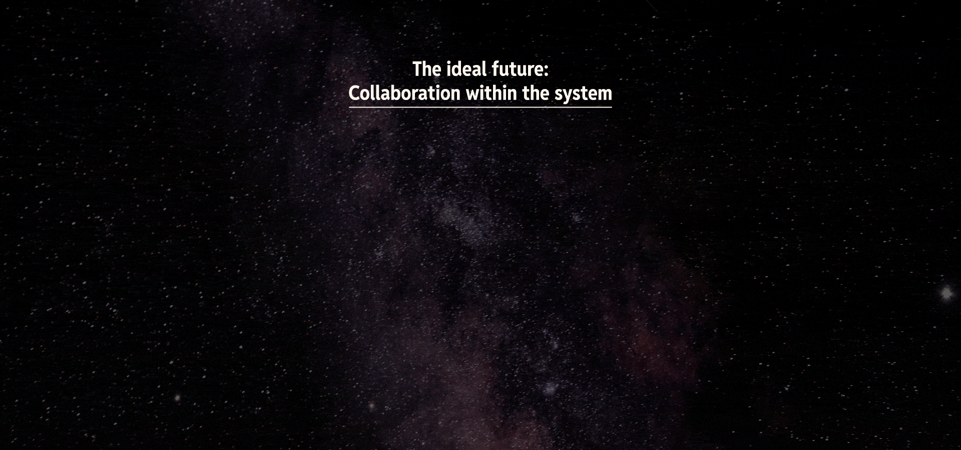 Continuation of webpage with animation showing the layers of the system