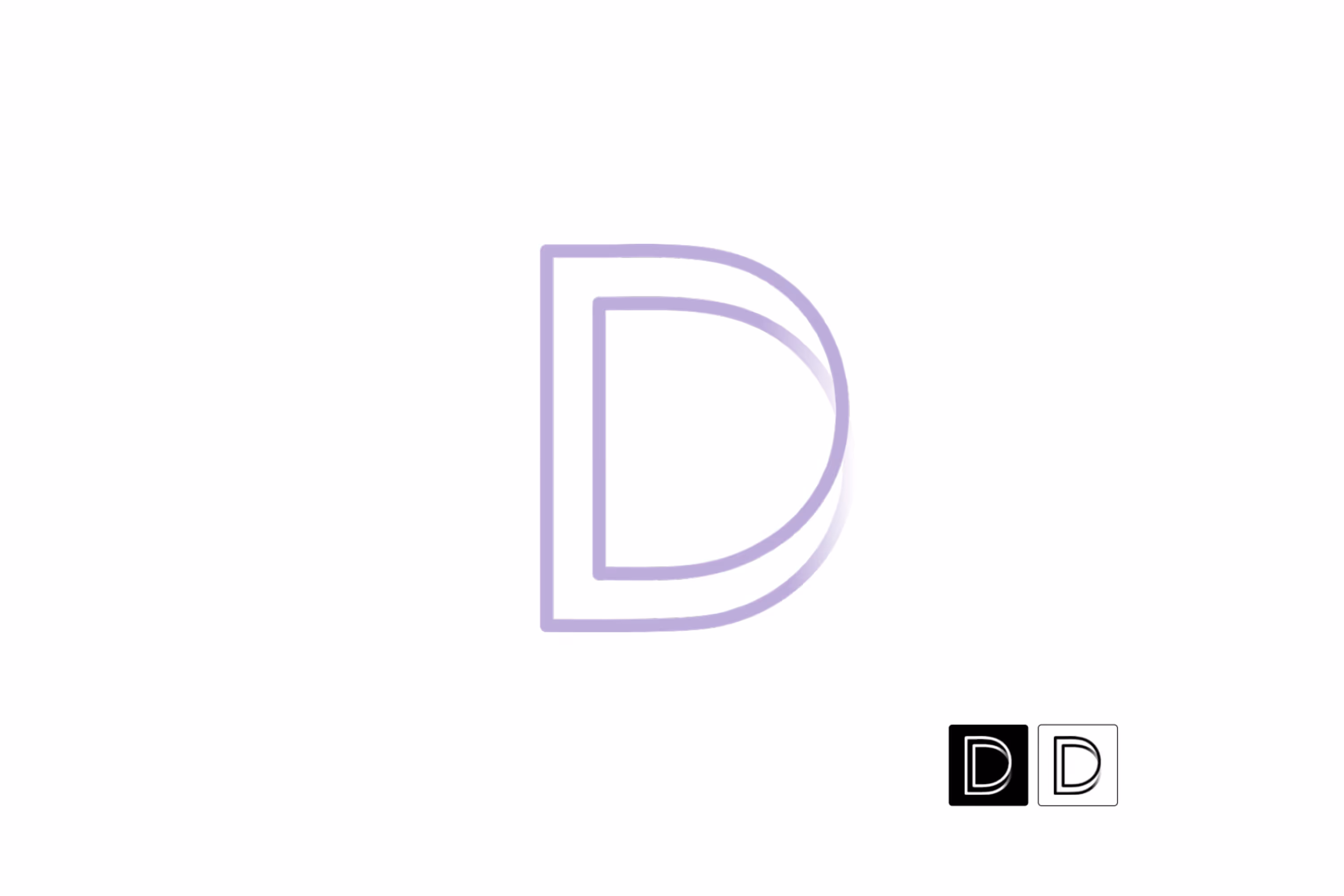 Logomark of the design thinking course in purple, black, and white.